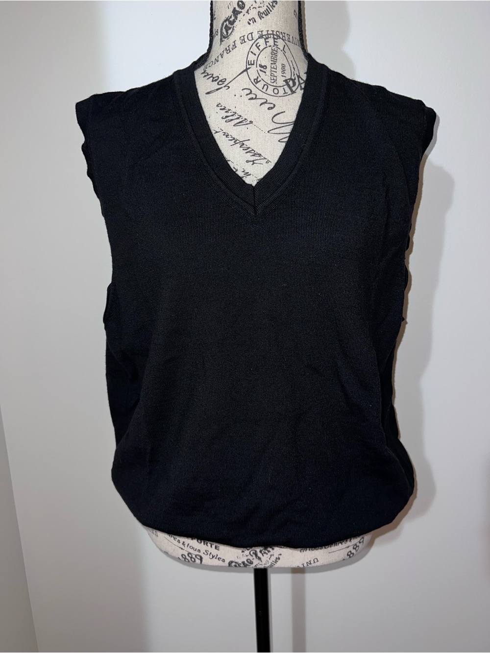 Joseph & Lyman Black Extrafine Merino Wool Sweater Vest XL Made in Italy